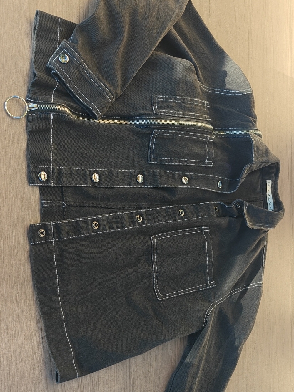 Black Contrast-Stitch Jacket - Unbranded